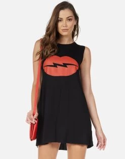 Deanna Lightning Lip -dress and personal adornment lauren moshi lightning lip sleeveless mini dress 3047 RSN 12817 BLK 05