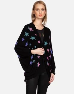 Isla Ombre Stars -dress and personal adornment lauren moshi ombre stars cardigan wrap 1058 BRH 33367 BLK 01