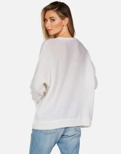 Ladona Peace Sign Hand -dress and personal adornment lauren moshi peace sign hand cashmere sweater 1209 CSM 13299 CRME 08