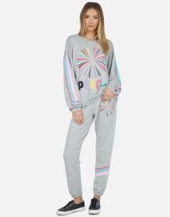 Brynn Rainbow Ray Peace -dress and personal adornment lauren moshi rainbow ray peace sweatpant 4092 HRP 13673 HEG 03