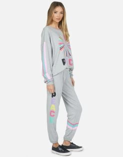 Brynn Rainbow Ray Peace -dress and personal adornment lauren moshi rainbow ray peace sweatpant 4092 HRP 13673 HEG 04