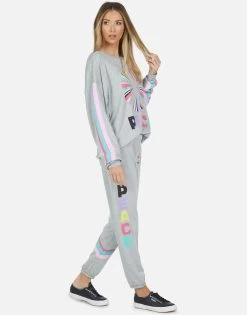 Brynn Rainbow Ray Peace -dress and personal adornment lauren moshi rainbow ray peace sweatpant 4092 HRP 13673 HEG 05