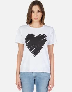 Croft Scribble Heart -dress and personal adornment lauren moshi scribble heart tee 2213 CTT 12834 WHT 01