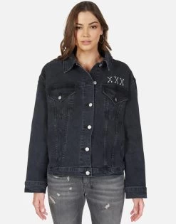 Spencer Skull Bone Eye -dress and personal adornment lauren moshi skull bone eye denim jacket 1299 DNM 22856 VBLK 01