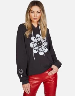 Autumn Happy Skull Flower -dress and personal adornment lauren moshi skull flower pullover hoodie 1347 FTL 13142 ONYX 01