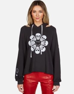 Autumn Happy Skull Flower -dress and personal adornment lauren moshi skull flower pullover hoodie 1347 FTL 13142 ONYX 02