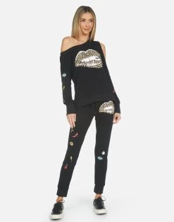 Jess Leopard Lip 14 Jess Leopard Lip -dress and personal adornment lauren moshi slim jogger jess leopard lip made in los angeles usa 4074 MSF 14294 BLK 03