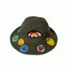 Adina- Bucket Hat W/ Happy Hippie Patches -dress and personal adornment rainbow hst flat