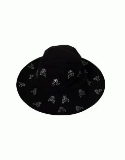 Adina- Bucket Hat W/ Crystal Mini Cross Bone Skulls
