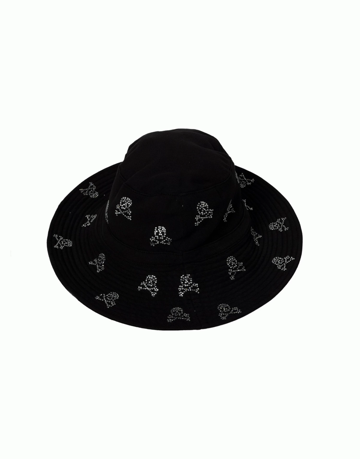 Adina- Bucket Hat W/ Crystal Mini Cross Bone Skulls 3 Adina- Bucket Hat W/ Crystal Mini Cross Bone Skulls