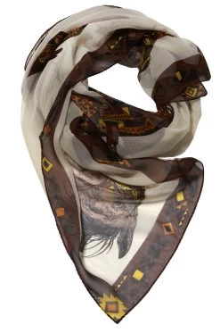 Victoria Horse Silk Chiffon Scarf -dress and personal adornment tan 3 zoom 70171b97 ba23 4217 b2ab d06e7c3d5fbe